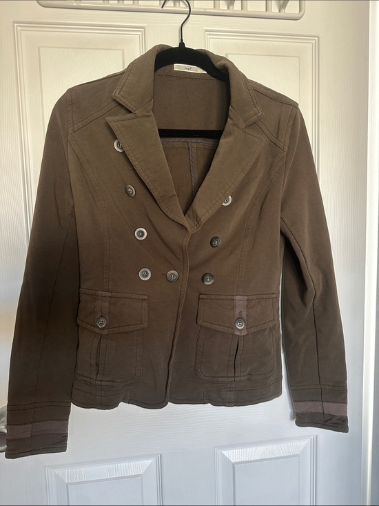 hazel Jackets & Blazers - hazel Olive Double-Breasted Cotton Pea Coat